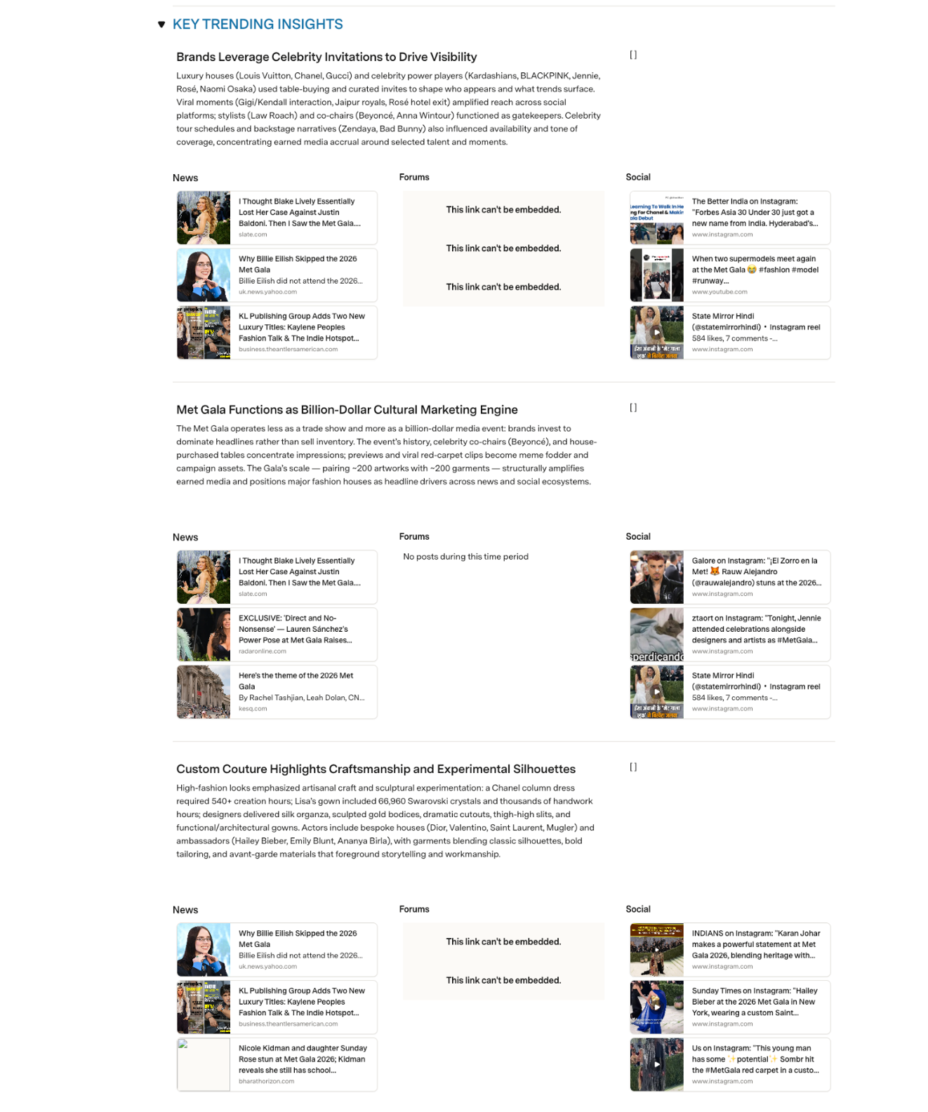 Key Trending Insights