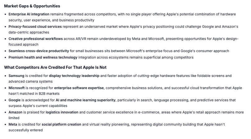 AEO market gaps dashboard highlighting competitive opportunities, messaging gaps, and areas for AI search optimization.