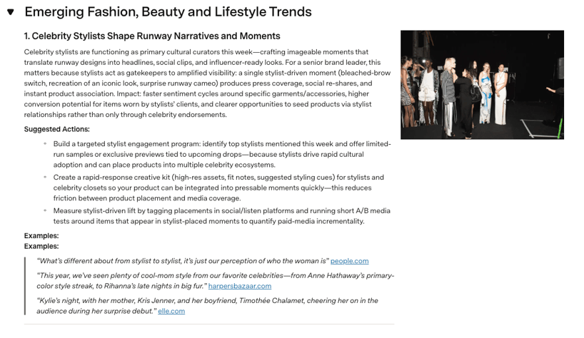 Celebrity stylists as runway gatekeepers: consumer trends entry with stylist engagement actions and press examples