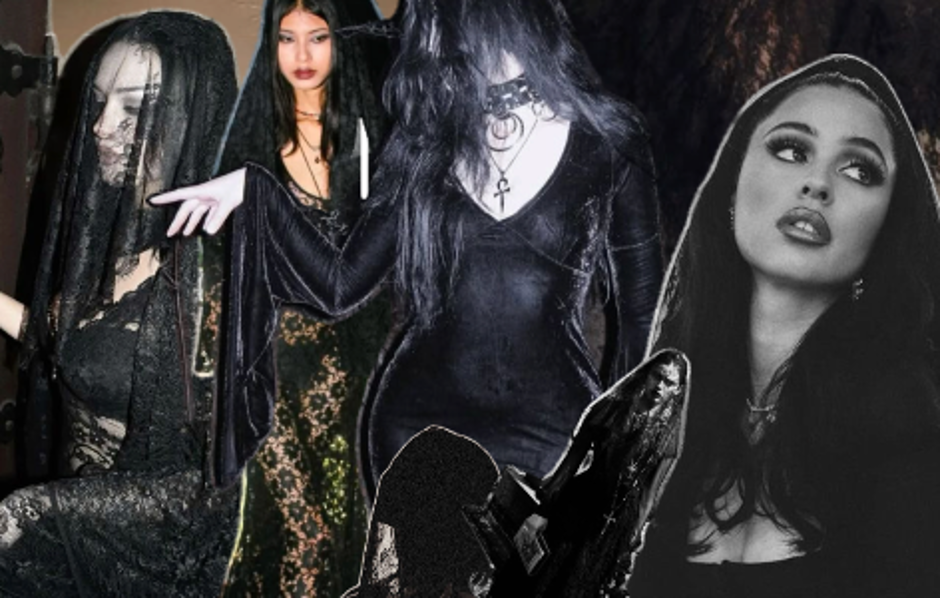 Goth fashion collage illustrating aesthetic trends useful for market trend analysis and consumer insights.